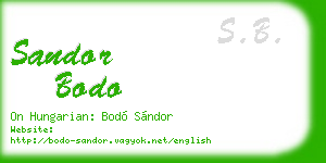 sandor bodo business card